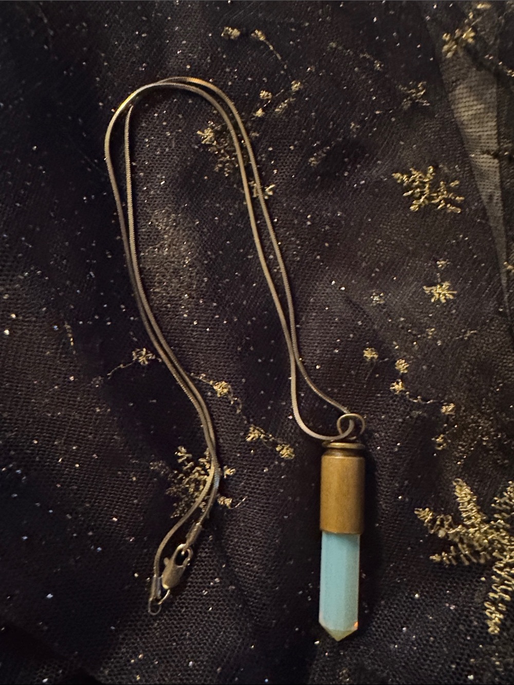Blue Crystal Opalite Bullet Pendant Necklace - Women Jewelry